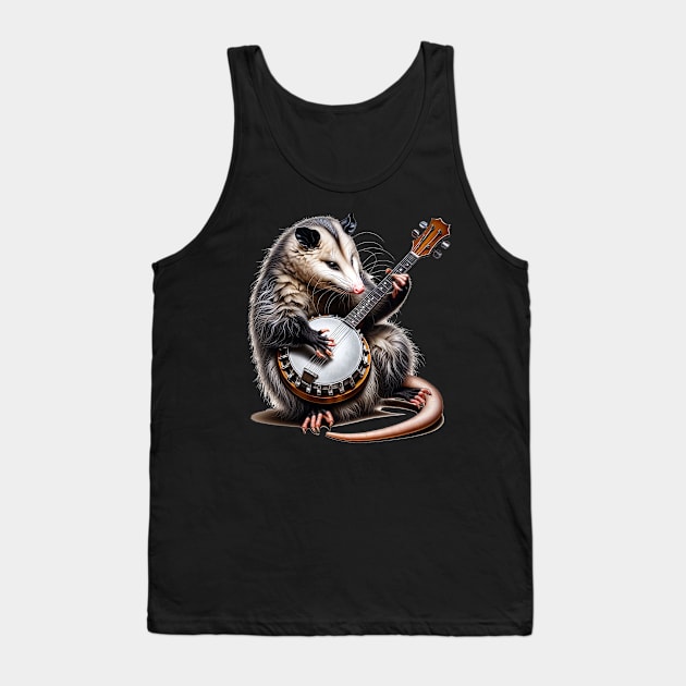 Opossum playing a banjo Tank Top by WorldByFlower